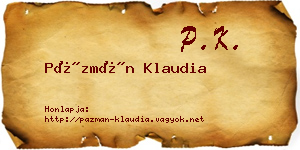 Pázmán Klaudia névjegykártya